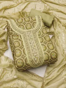 Maroosh Floral Embroidered Beads and Stones Organza Unstitched Dress Material