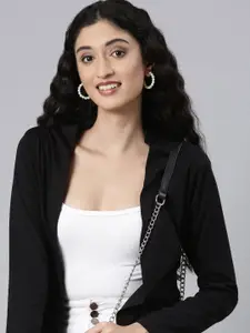 TWIN BIRDS Long Sleeves Pure Cotton Longline Open Front Shrug