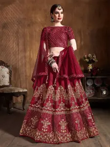 ODETTE Embroidered Thread Work Semi-Stitched Lehenga & Blouse With Dupatta