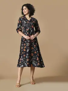Sangria Women Floral Printed A-Line Dress
