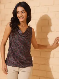 Fabindia Women Floral Printed Cowl Neck Top