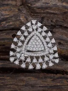 Kushal's Fashion Jewellery Rhodium-Plated Zircon Studded Finger Ring