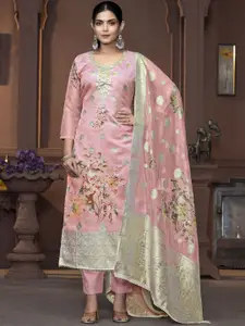 Maroosh Floral Embellished Sequinned Organza Unstitched Dress Material