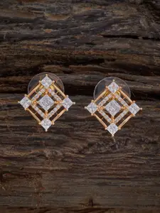 Kushal's Fashion Jewellery Rhodium-Embellished Bridal Party Zircon Geometric Studs