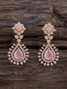 Kushal's Fashion Jewellery Green Rhodium Gold-Embellished Bridal Party Zircon Pendant Set