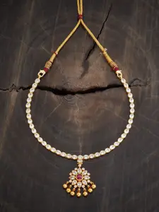 Kushal's Fashion Jewellery Gold Plated 92.5 Pure Silver Temple Necklace