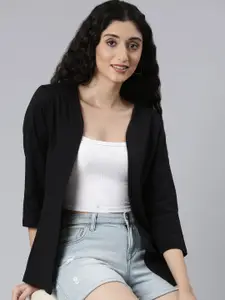 TWIN BIRDS Three-Quarter Sleeves Pure Cotton Open Front Shrug