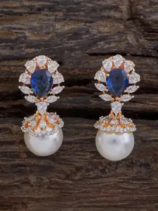 Kushal's Fashion Jewellery Rhodium Gold-Plated Cubic Zirconia Drop Earrings