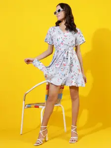 Kotty Printed Crepe Fit & Flare Mini Dress