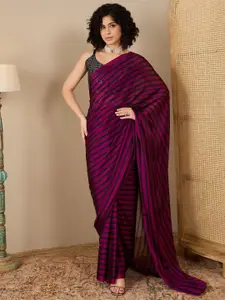 Saree mall Striped Sequinned Ready to Wear Sarees