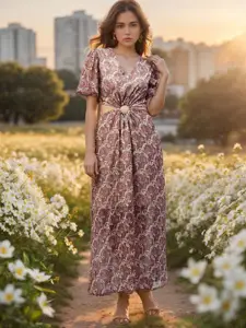 RARE Floral Print A-Line Maxi Dress