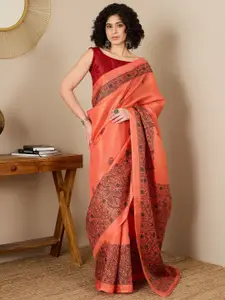 Saree mall Ethnic Motifs Silk Blend Ready to Wear Tussar Sarees