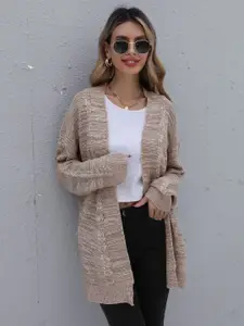 KPOP Women Striped Longline Front-Open