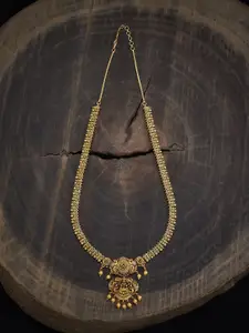 Kushal's Fashion Jewellery Gold-Plated Ruby Studded Antique Necklace