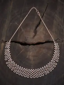 Kushal's Fashion Jewellery Rose Gold Plated Cubic Zirconia Studded Necklace