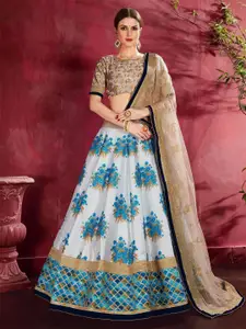 ODETTE Printed Semi-Stitched Lehenga & Blouse With Dupatta