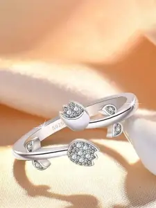 Heer Collection Silver-Plated AD Studded Finger Ring