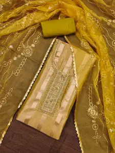 MANVAA Beads and Stones Embellished Organza Unstitched Dress Material