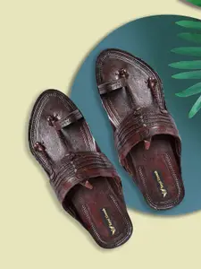 ROYAL KHWAAB Men Ethnic Leather Comfort Sandals