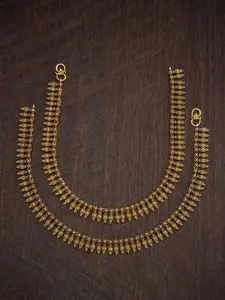 Kushal's Fashion Jewellery Set Of 2 Gold-Plated Anklets