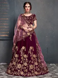 ODETTE Embroidered Semi-Stitched Lehenga & Blouse With Dupatta