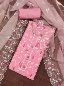 Maroosh Floral Embroidered Thread Work Unstitched Dress Material