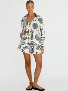 MIAKEE Quirk Perk Printed Long Sleeves Shirt With Short