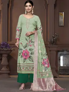 MANVAA Floral Embellished Beads and Stones Unstitched Dress Material