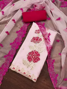 MANVAA Floral Embellished Sequinned Detail Unstitched Dress Material