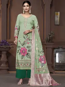 Maroosh Floral Embellished Beads and Stones Unstitched Dress Material