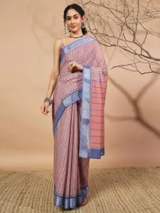 RACHNA Striped Printed Woven Design Zari Saree