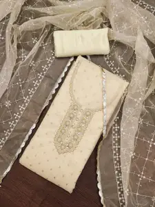 MANVAA Floral Embroidered Sequinned Organza Unstitched Dress Material