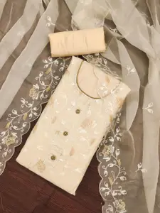 Maroosh Floral Embroidered Thread Work Unstitched Dress Material