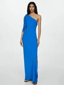 MANGO Tie-Up One Shoulder Slit Maxi Dress