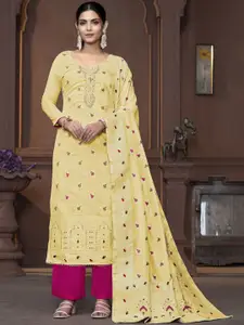 MANVAA Floral Embellished Beads and Stones Detail Unstitched Dress Material