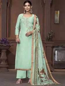 MANVAA Floral Embellished Beads and Stones Unstitched Dress Material