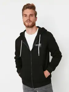 Trendyol Men Solid Hood Cotton Front-Open Sweatshirt