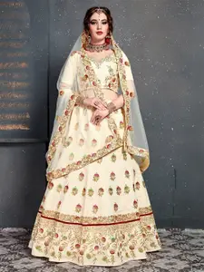 ODETTE Embroidered Semi-Stitched Lehenga & Blouse With Dupatta