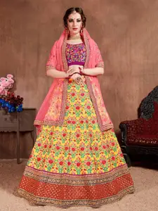 ODETTE Embroidered Semi-Stitched Lehenga & Blouse With Dupatta