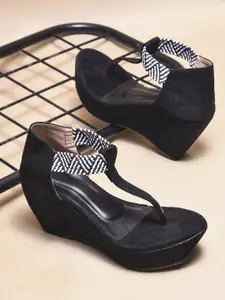 Try Me Suede Printed Wedge Heel Sandals