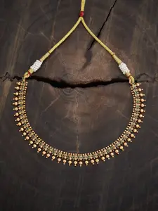 Kushal's Fashion Jewellery Copper Gold-Plated Stones Studded Antique Necklace