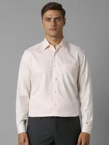 Louis Philippe Men Classic Spread Collar Textured Cotton Formal Shirt