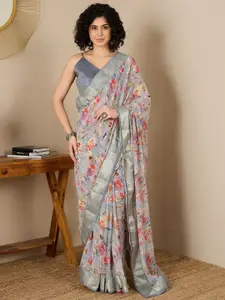 Saree mall Floral Printed Zari Ready to Wear Saree