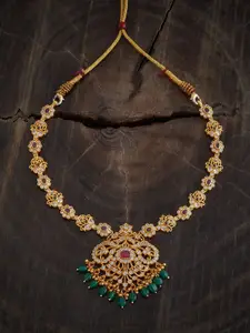 Kushal's Fashion Jewellery Embellished Bridal 92.5 Silver Gold-Plated Ruby Necklace