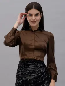 PURYS WORKSPACE Women Classic Spread Collar Solid Formal Shirt