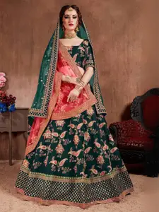 ODETTE Embroidered Semi-Stitched Lehenga & Blouse With Dupatta