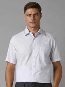 Louis Philippe Men Classic Cutaway Collar Textured Cotton Formal Shirt