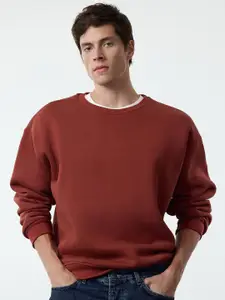Trendyol Men Solid Round Neck Cotton Pullover Sweatshirt