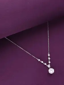 KAI JEWEL Rhodium Plated 92.5 Sterling Silver Cubic Zirconia Necklace