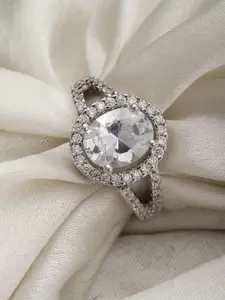 DressBerry Silver-Plated AD-Studded Finger Ring